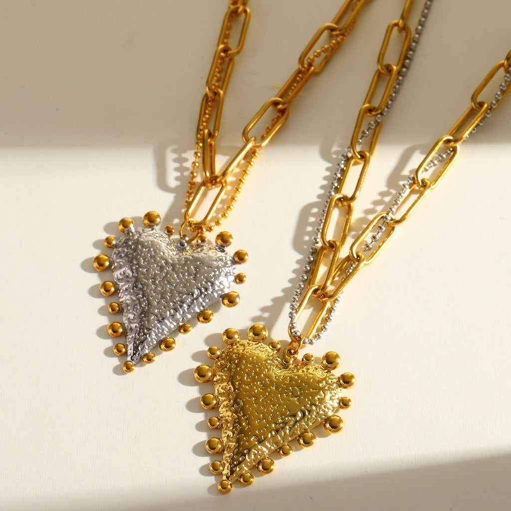 Gold Romantic Heart Pendent Necklace