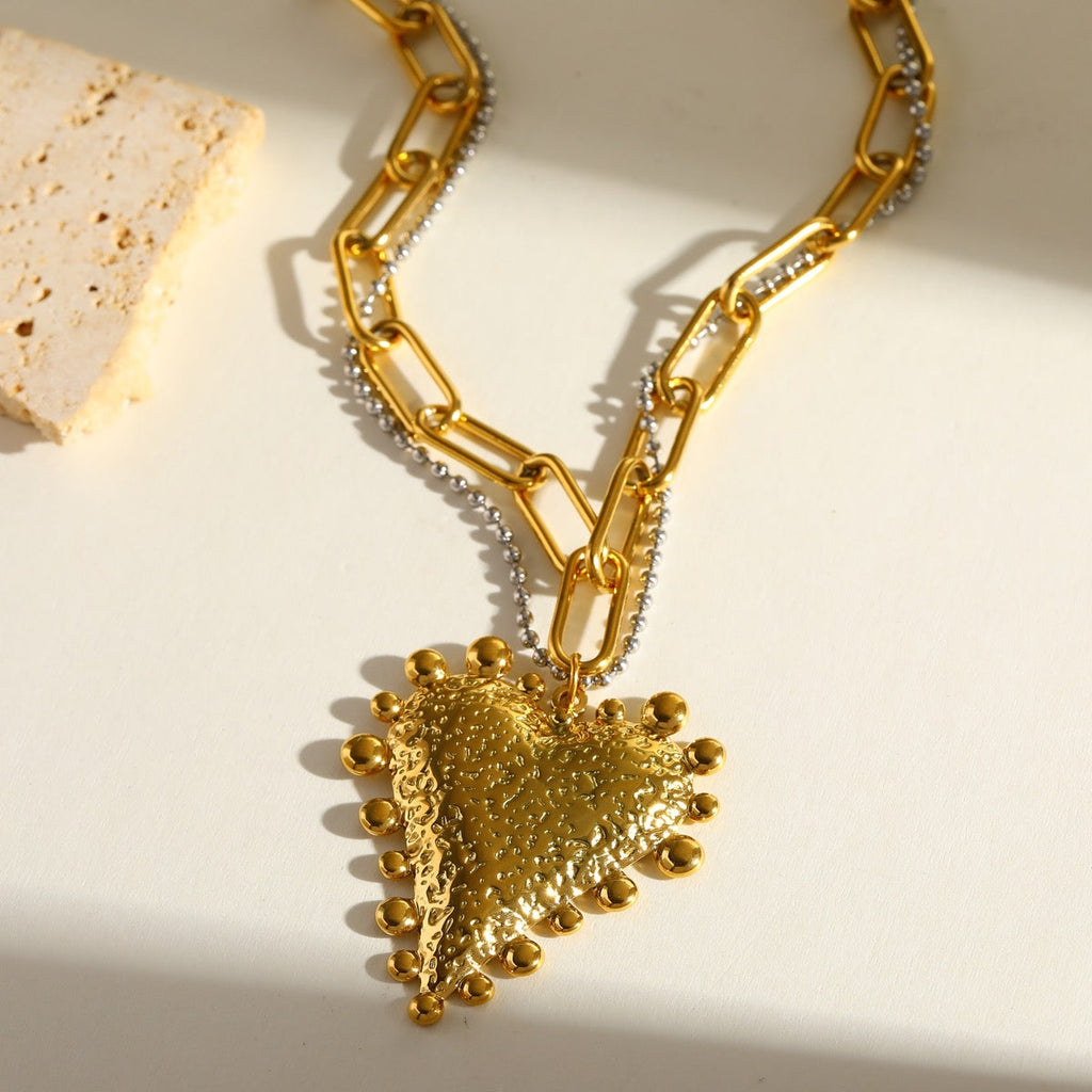 Gold Romantic Heart Pendent Necklace