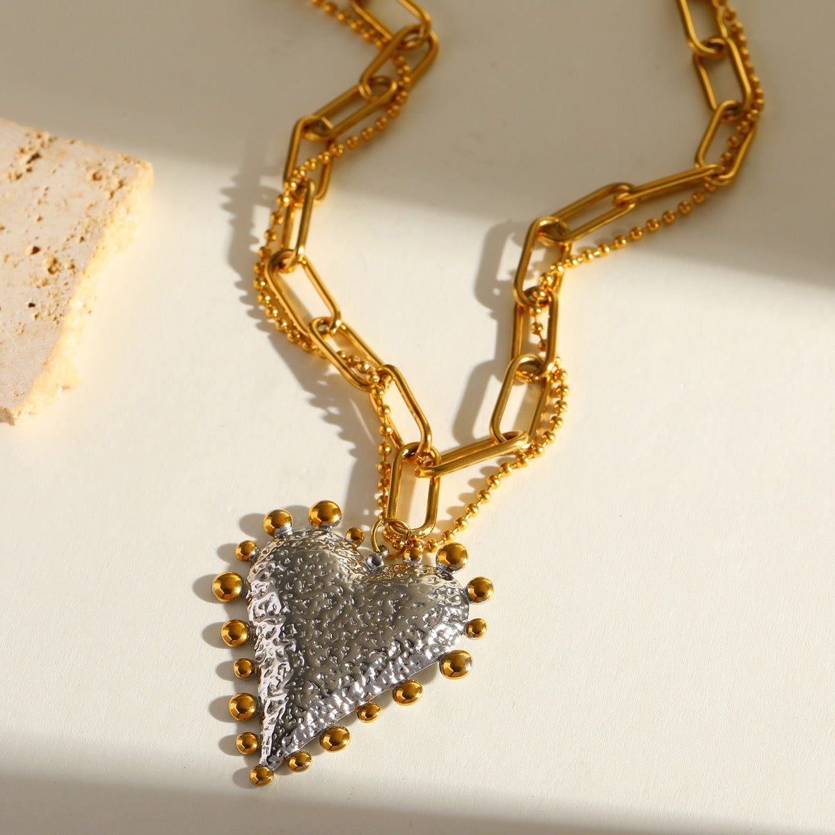 Gold Romantic Heart Pendent Necklace