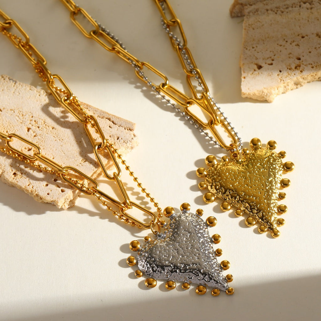 Gold Romantic Heart Pendent Necklace