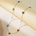 Silver Colorful Flowers Necklace