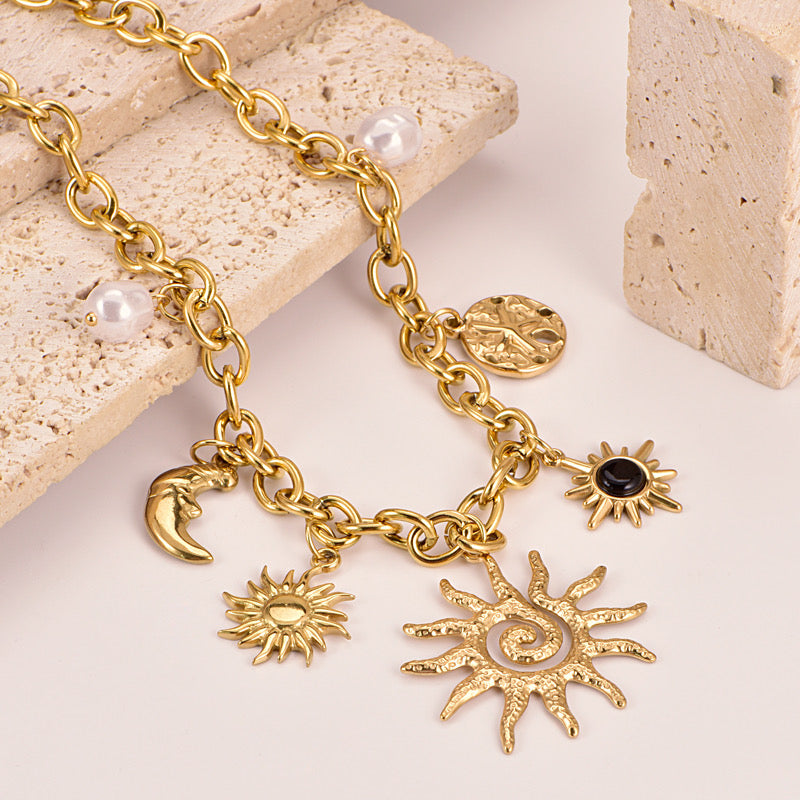 Gold Multi Charm Necklace
