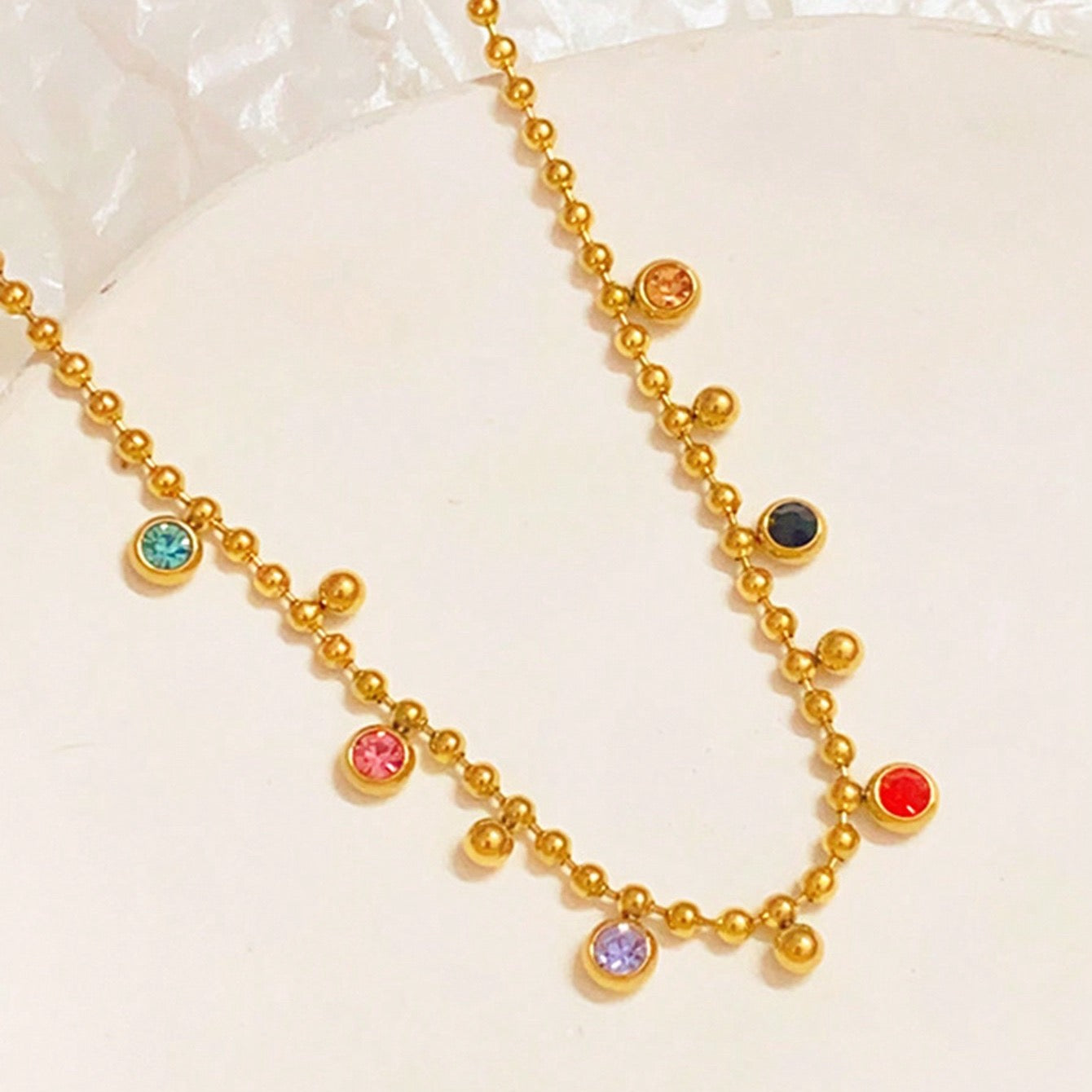Inlay Ball Chain Necklace