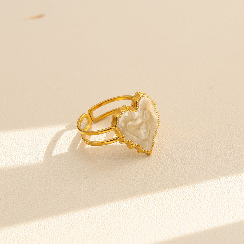 Pearl Heart Gold Ring