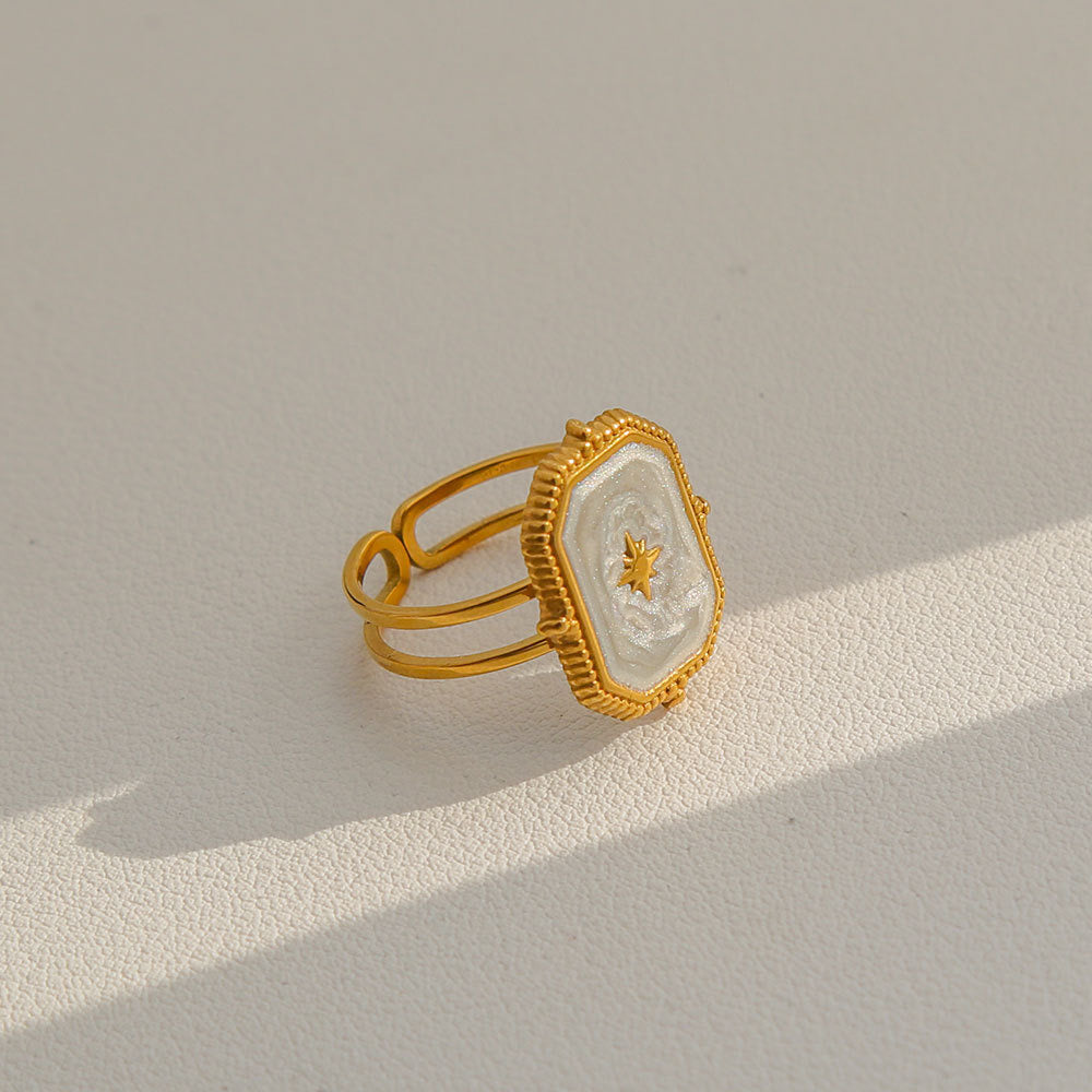 Dreamy Portrait Gold and White Ring