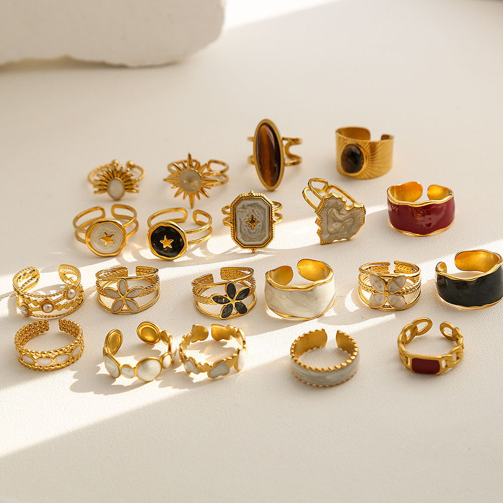 Dreamy Portrait Gold and White Ring