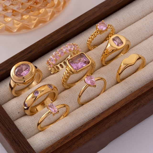 Pink Rhinestones Ring