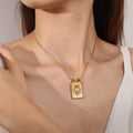 Forever Heart Square Gold Pendant Necklace