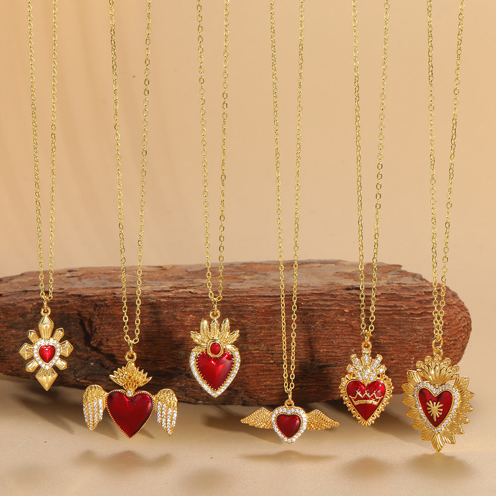 Baby Red Corazon Milagro Necklace Gold