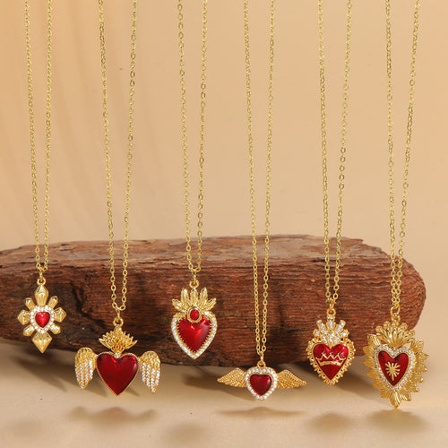 Baby Red Corazon Milagro Necklace Gold