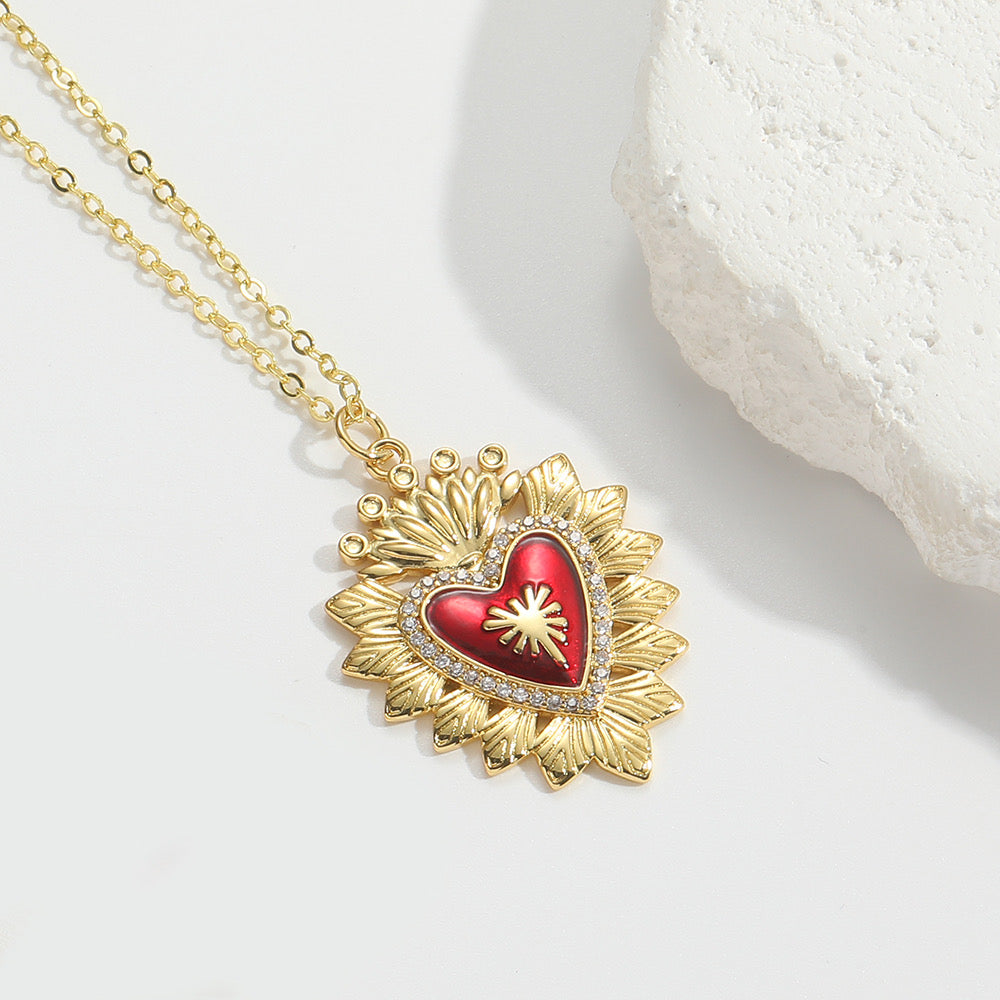 Baby Red Corazon Milagro Necklace Gold