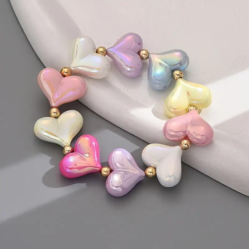 Coral Heart Shape Candy Bracelet