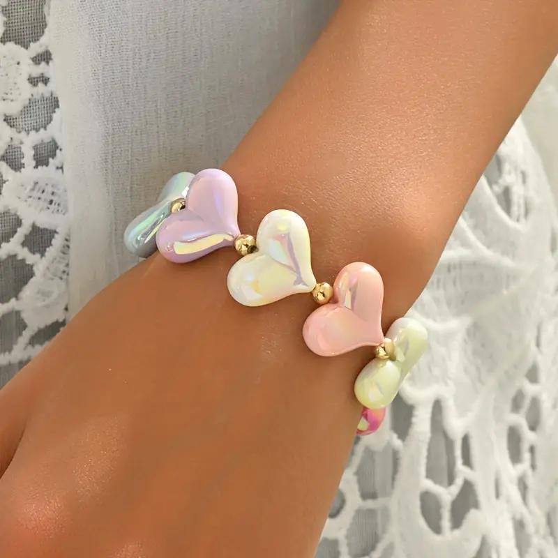 Coral Heart Shape Candy Bracelet