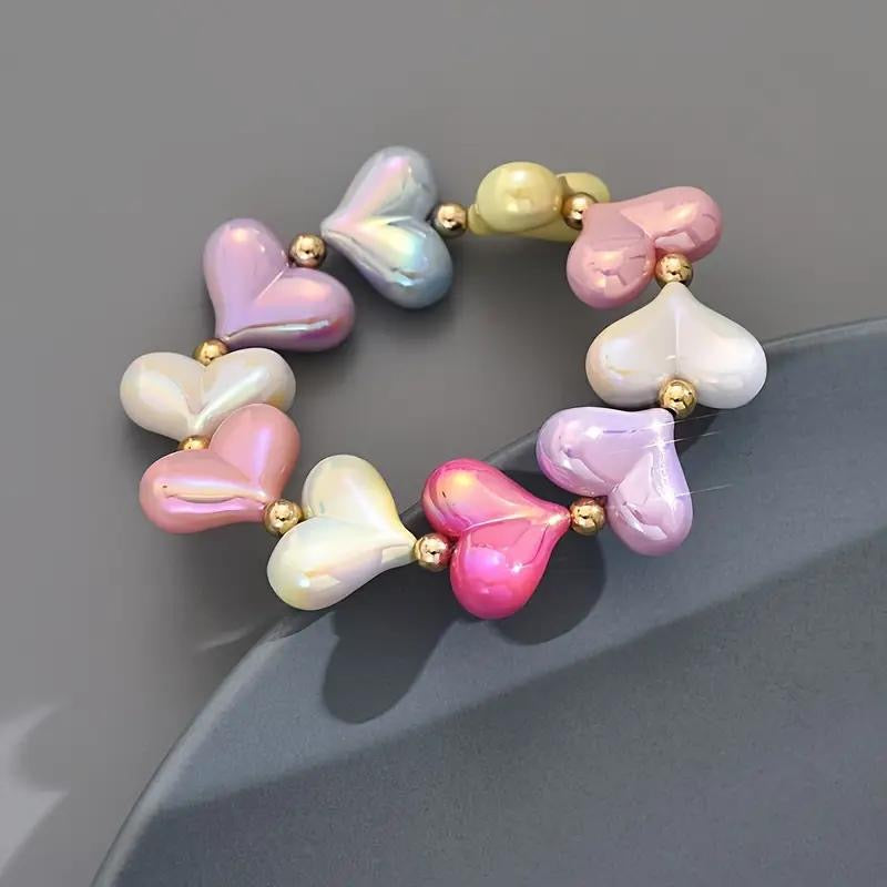 Coral Heart Shape Candy Bracelet
