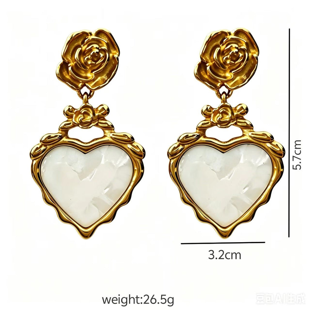 Heart Shape Rose Earrings