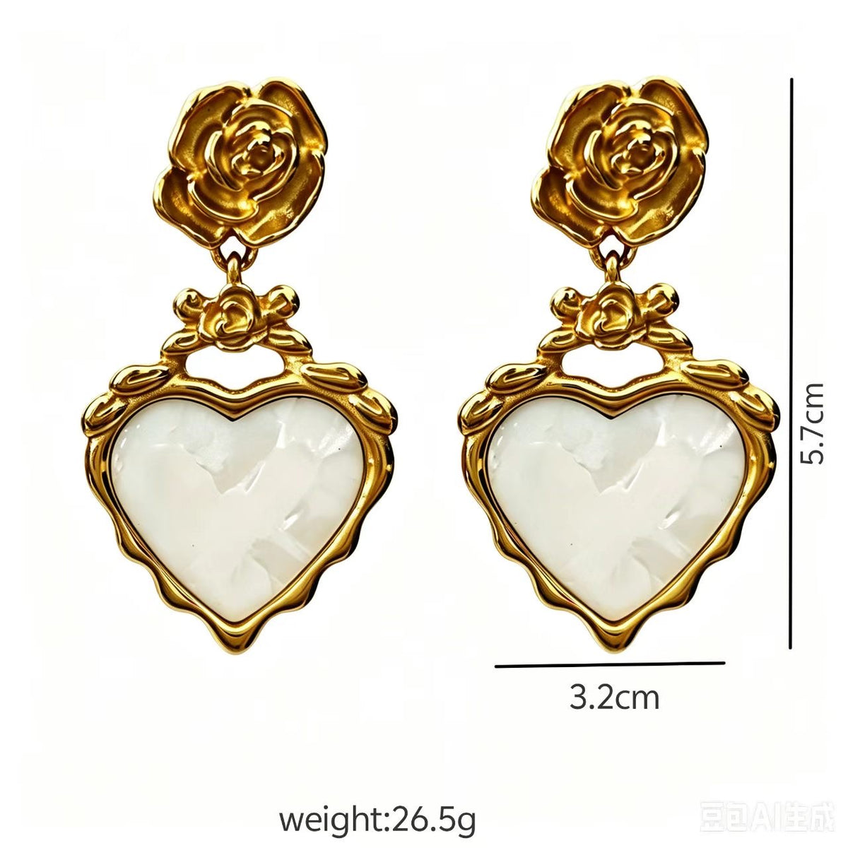 Heart Shape Rose Earrings