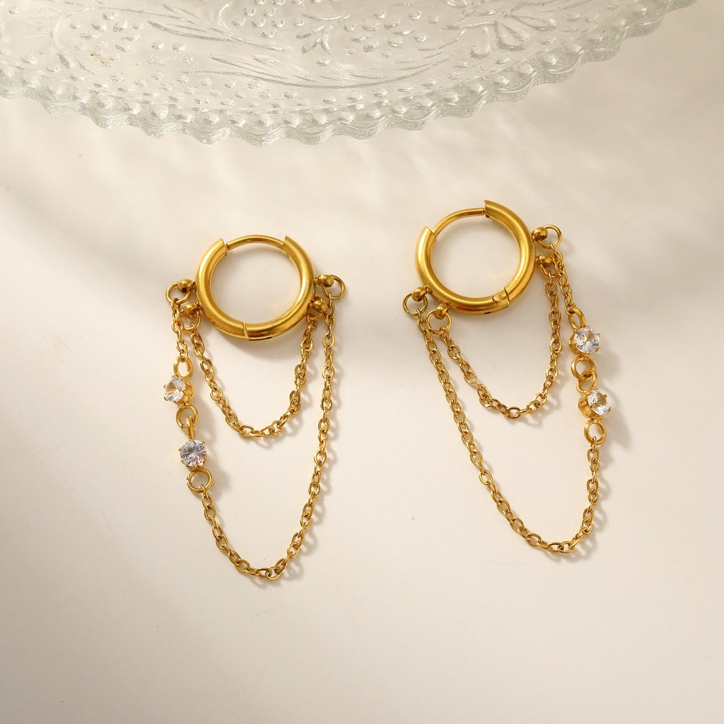 Vacuum Electroplating Round Earrings